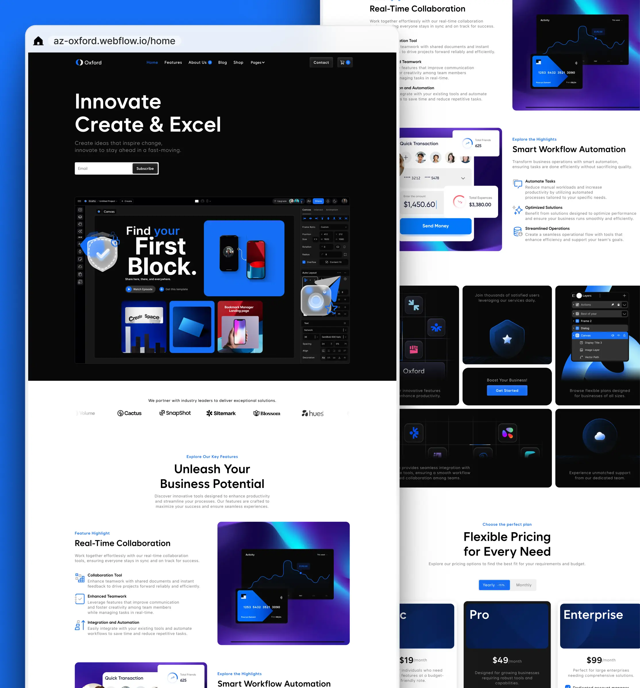 Oxford Webflow template designed with Modulify