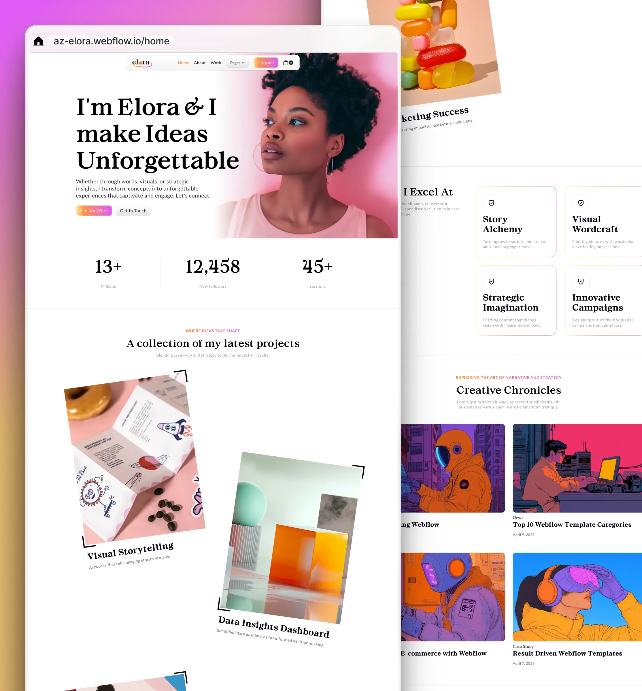 Elora Webflow template designed with Modulify