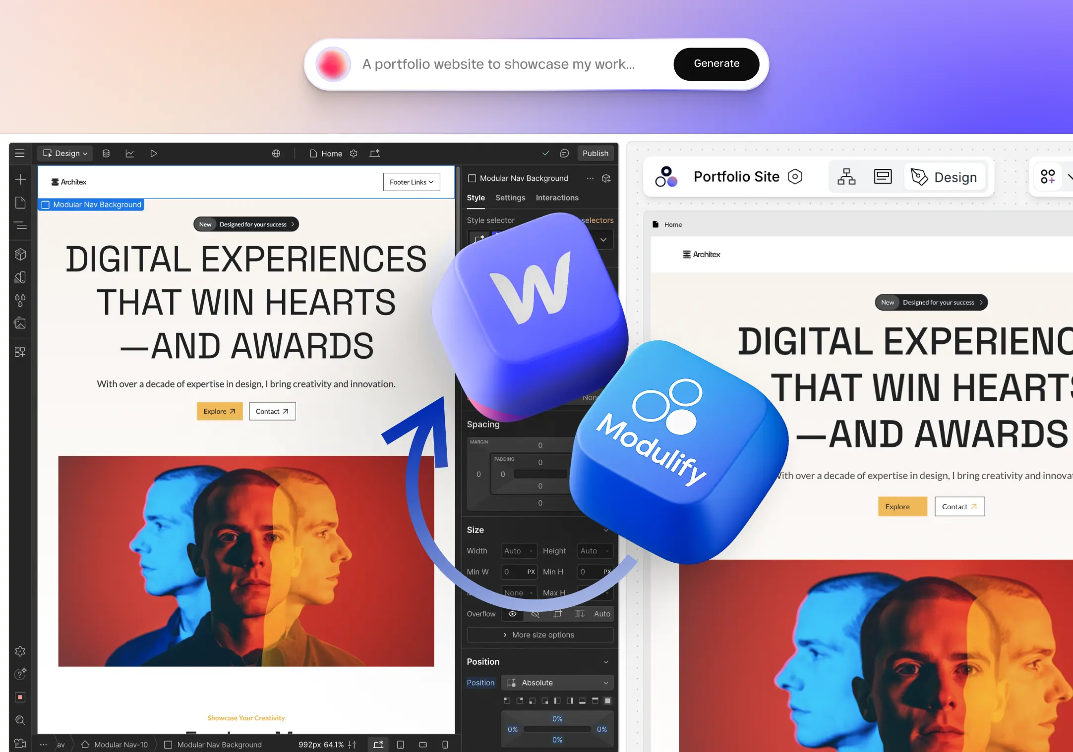 Importing design from Modulify to Webflow