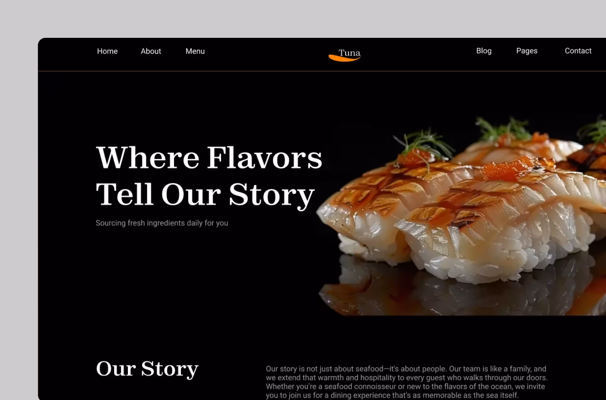Webflow template for restaurant built with Modulify