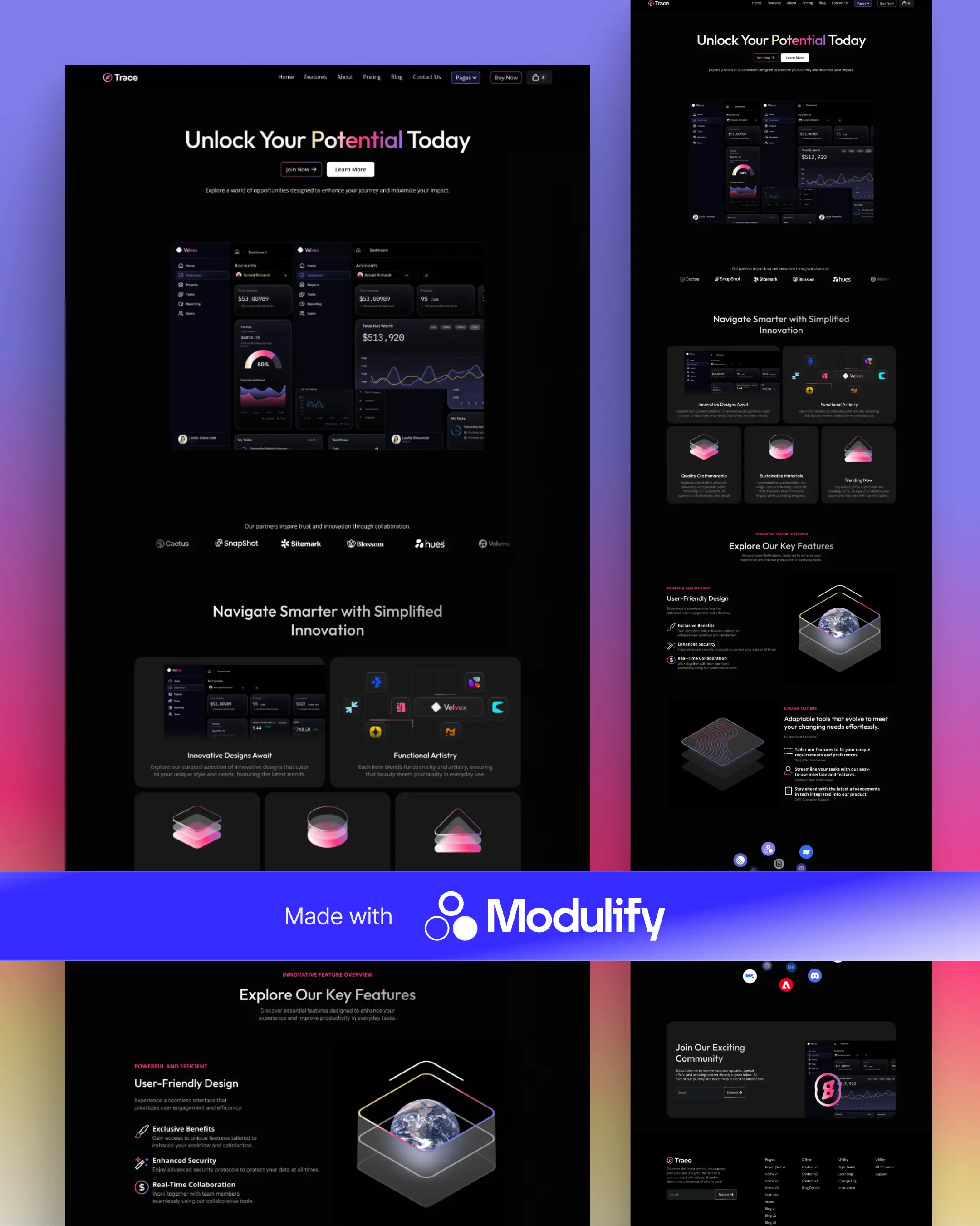 Webflow SaaS template designed with Modulify