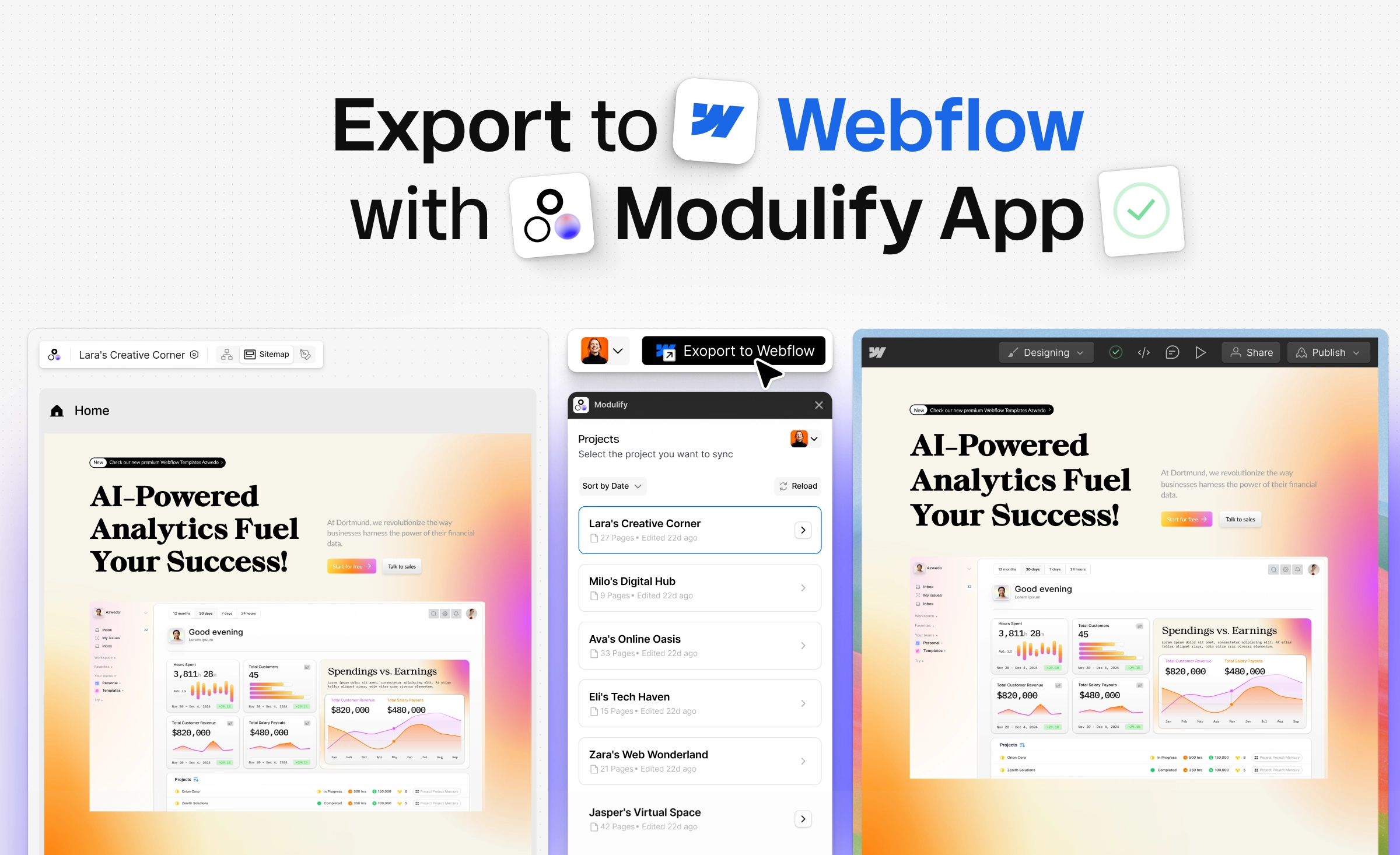 Modulify Webflow app – Generate webflow designs with AI